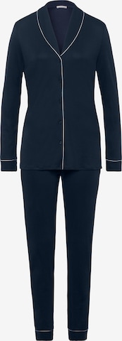 Hanro Pyjama ' Natural Comfort ' in Blauw: voorkant