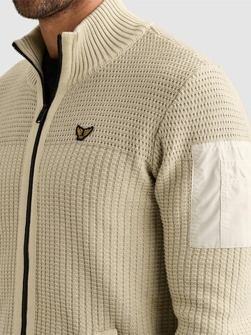 PME Legend Gebreid vest 'Cardigan with zipper closure and flight pocket' in Beige