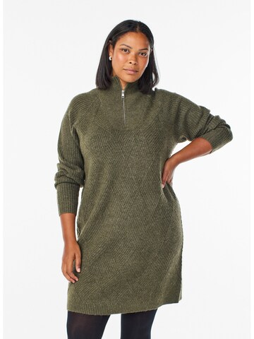 Robes en maille 'Mziggi' Zizzi en vert : devant