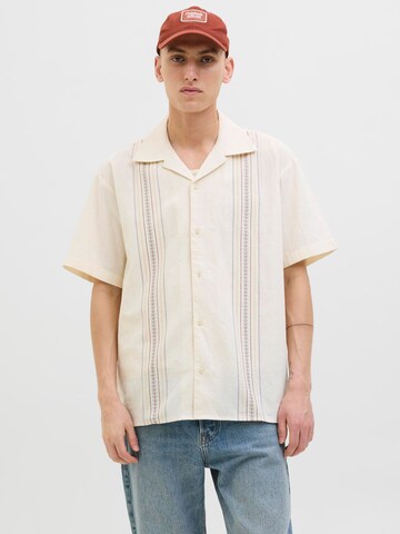 JACK & JONES Comfort fit Button Up Shirt in White: front