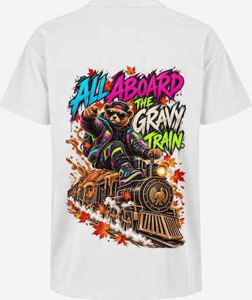 LUNØIR Studio Shirt 'BOSS Thanksgiving Feast Train' in Weiß: Vorderseite