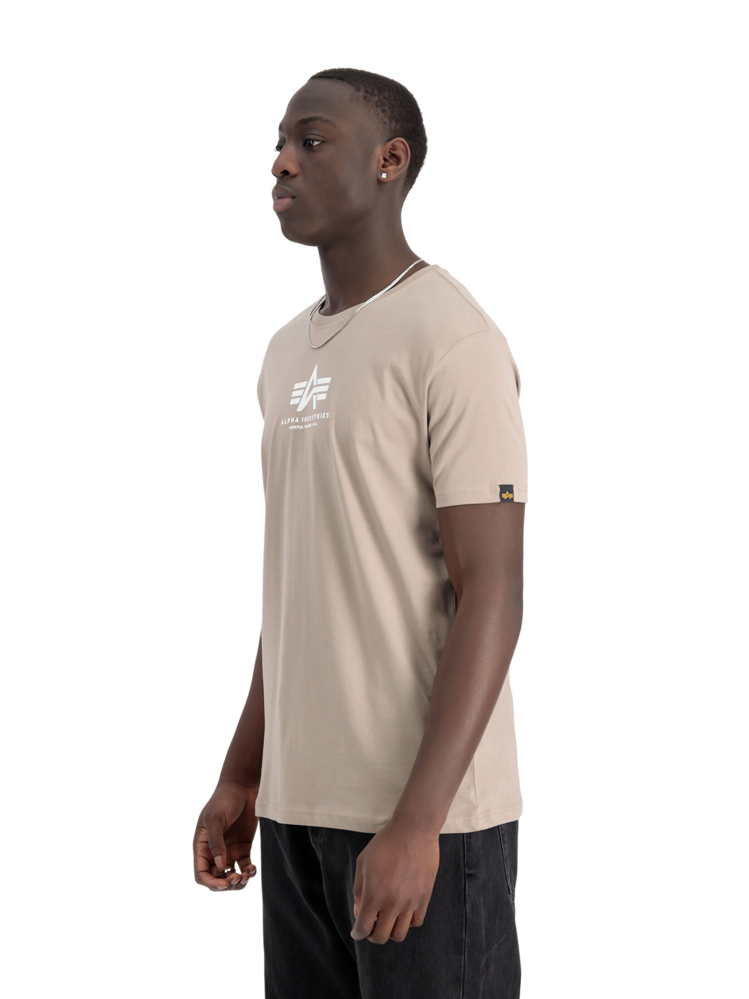 ALPHA INDUSTRIES Shirt 'Basic Mid Logo'‌‌‌‌‌‌ in Beige