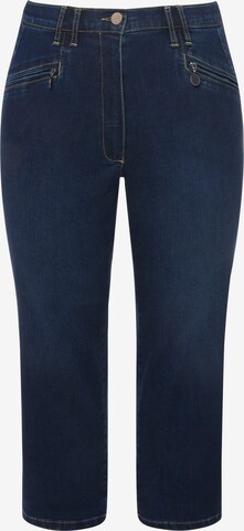 Ulla Popken Slimfit Jeans in Blauw: voorkant