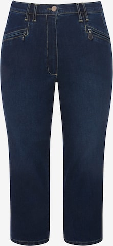 Ulla Popken Slimfit Jeans in Blauw: voorkant