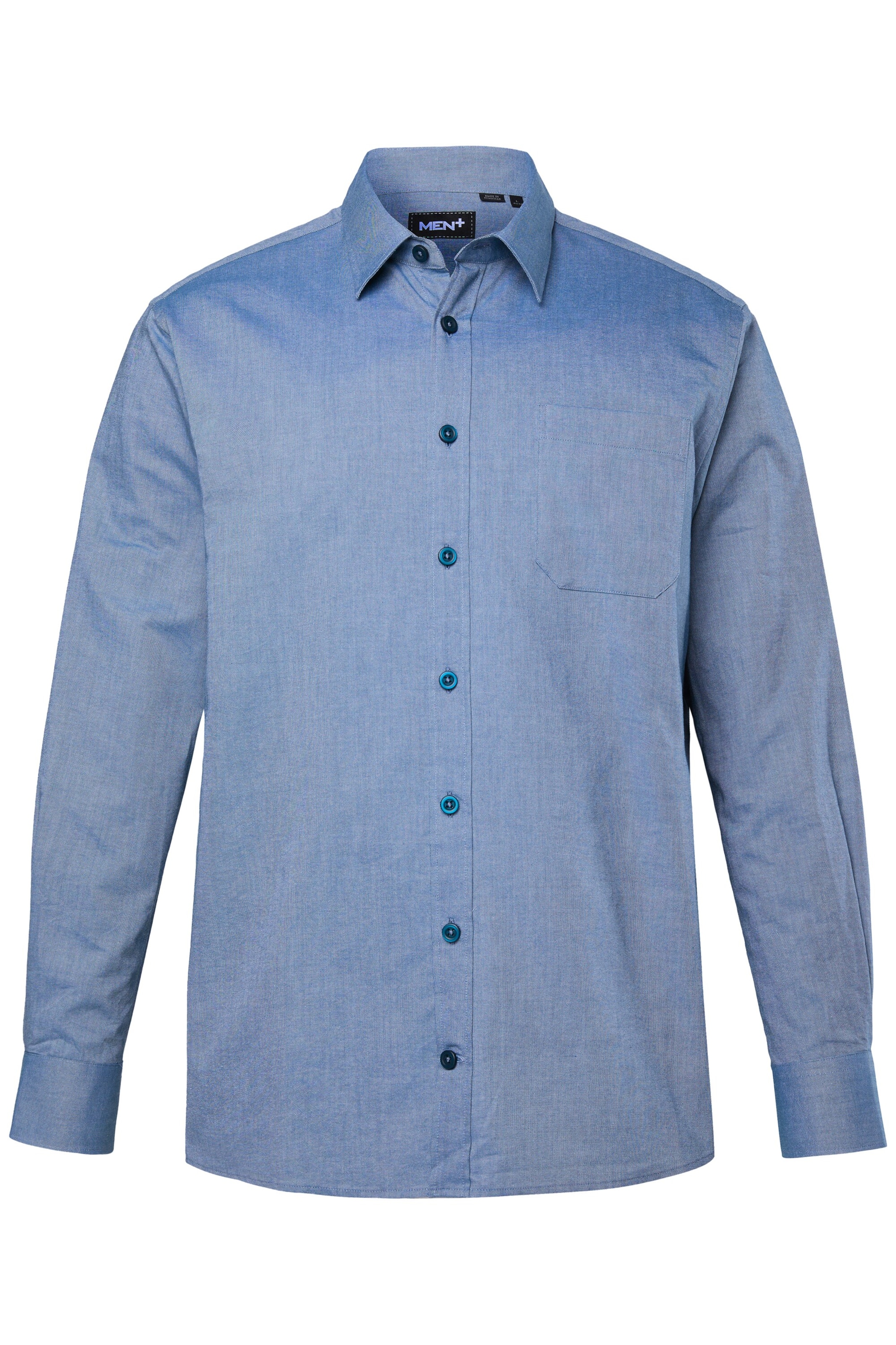 Men Plus Comfort fit Overhemd in Blauw: voorkant