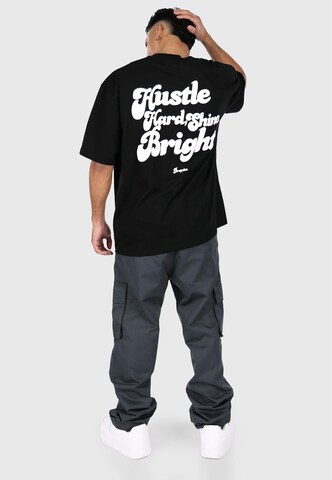 Dropsize Shirt 'Hustle Hard' in Zwart