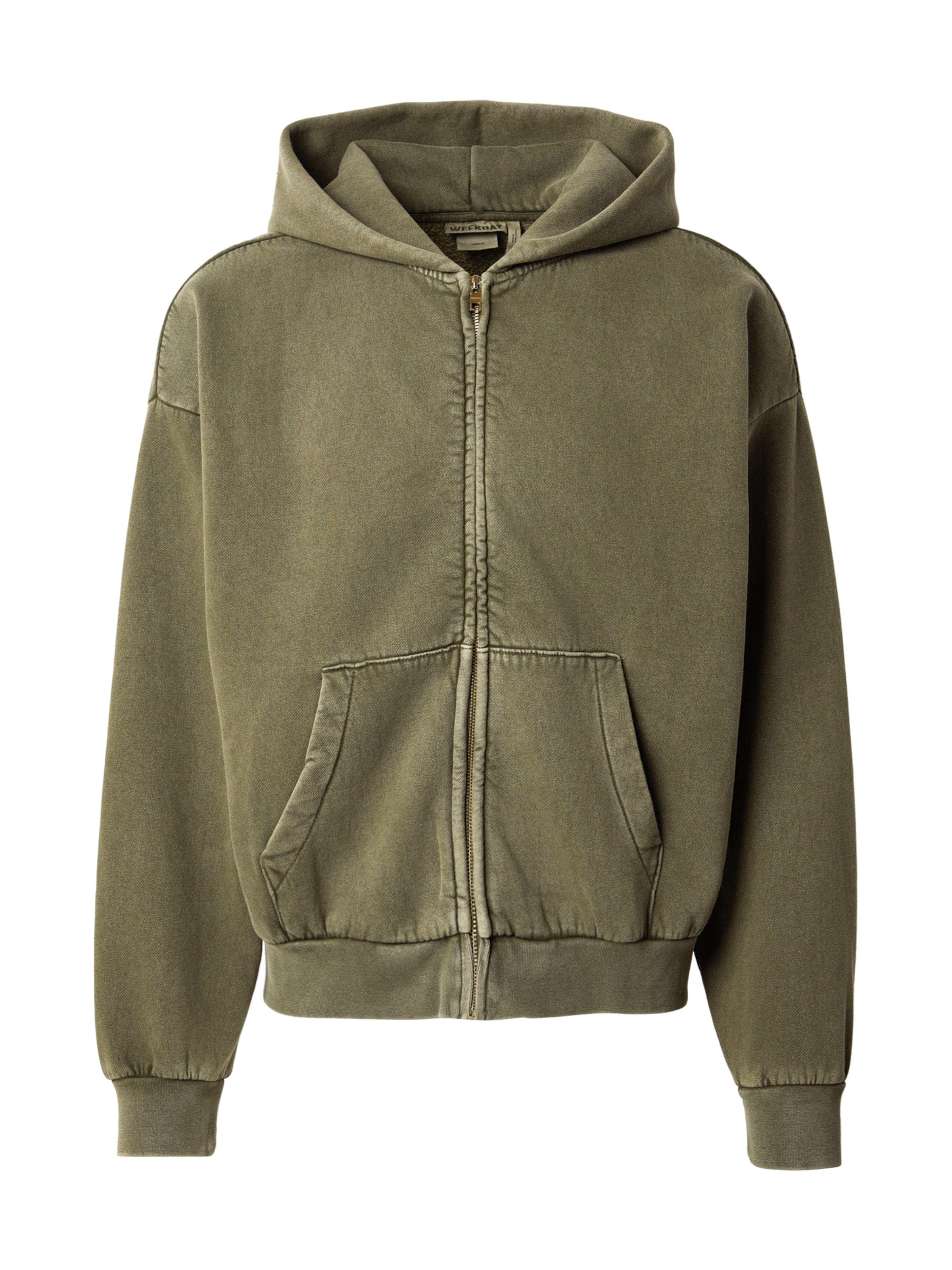 WEEKDAY Zip-Up Hoodie in Green: front