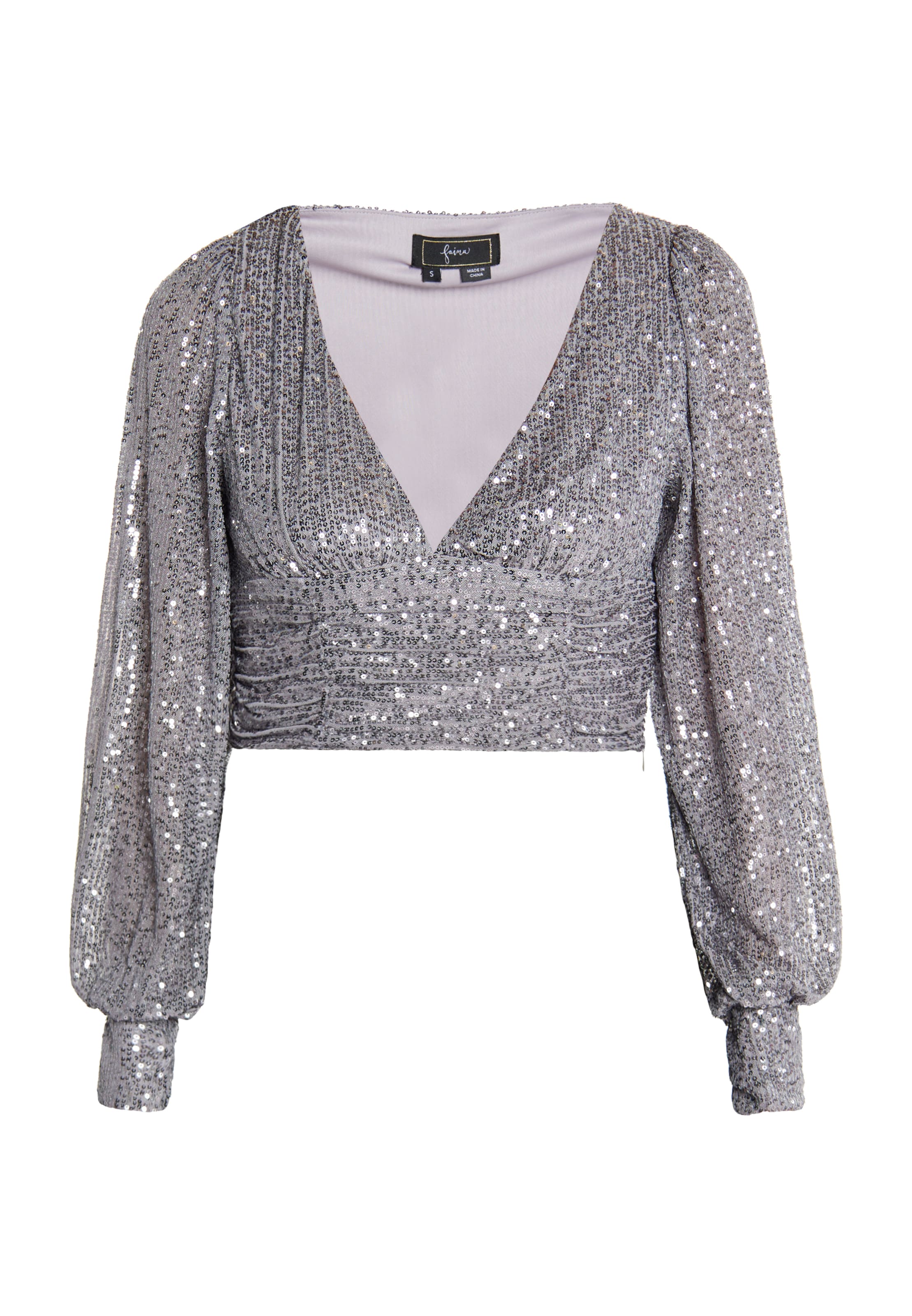 faina T-shirt 'Nascita' i grå: framsida