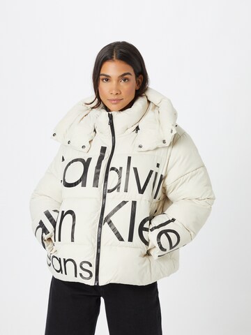 Calvin Klein Jeans Зимно яке в бежово: отпред