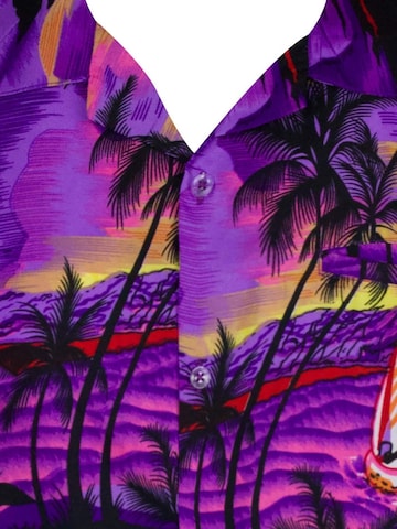 King Kameha Regular fit Button Up Shirt 'Surf' in Purple