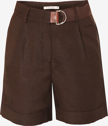 TATUUM Bukser med lægfolder 'Kosoko' i brun: forside