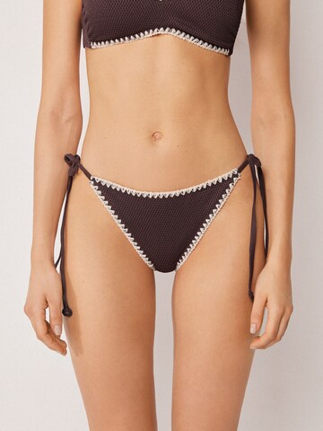 CALZEDONIA Bikini Bottoms 'Bicolor Embroidery' in Brown: front