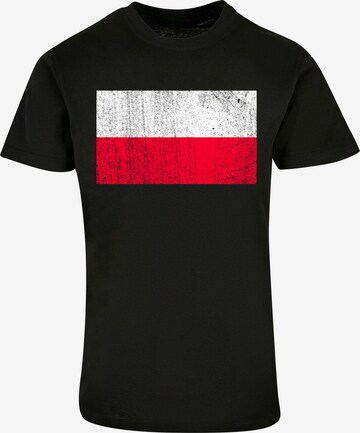 F4NT4STIC Shirt 'Polen Flagge' in Zwart: voorkant