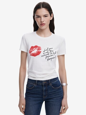 Desigual Tričko 'Kiss' - Biela: predná strana