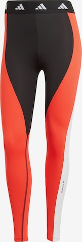 ADIDAS PERFORMANCE Skinny Workout Pants 'Techfit Colorblock' in Red: front