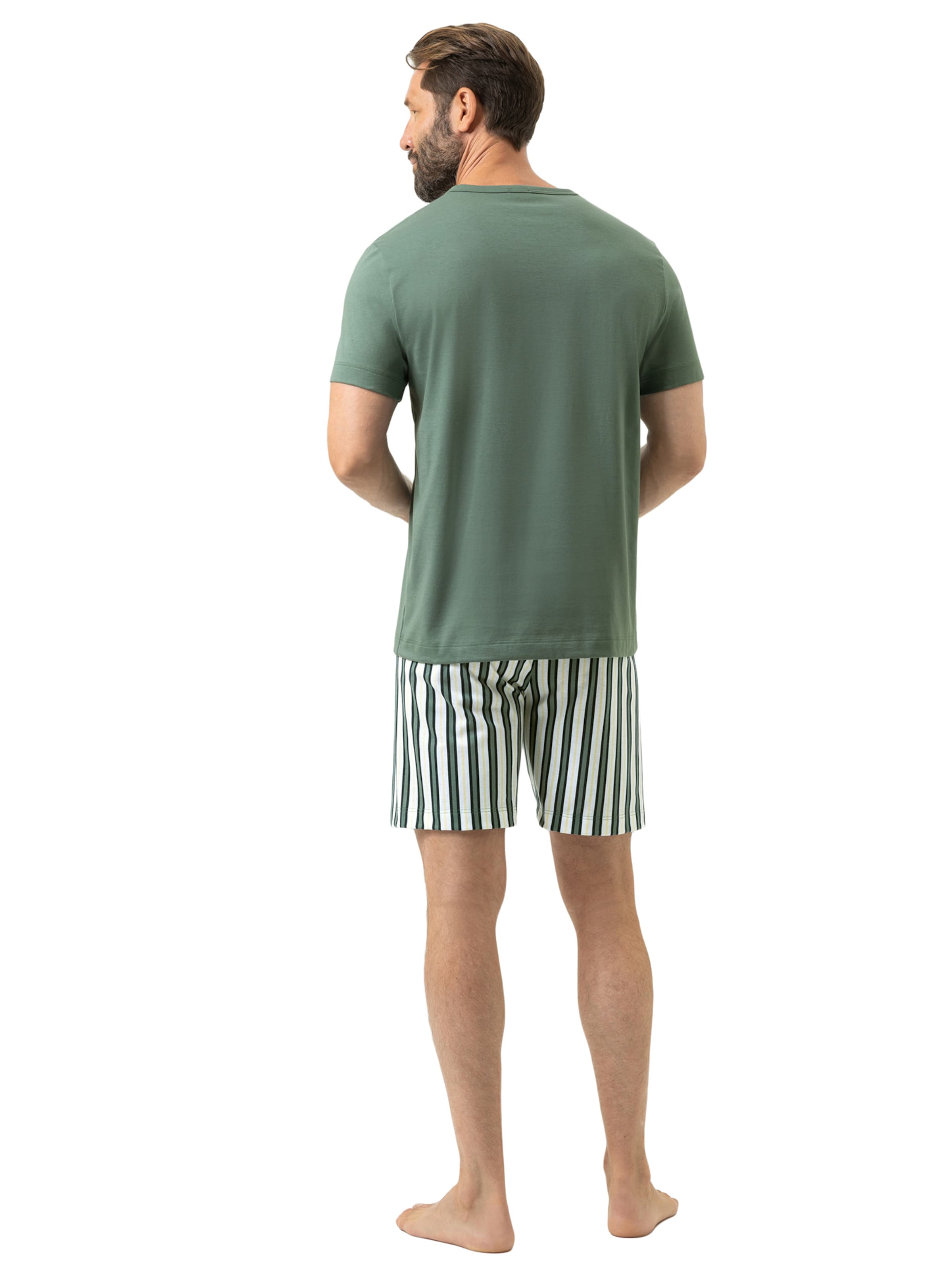 Mey Pajama short 'Palm Stripes' in Green