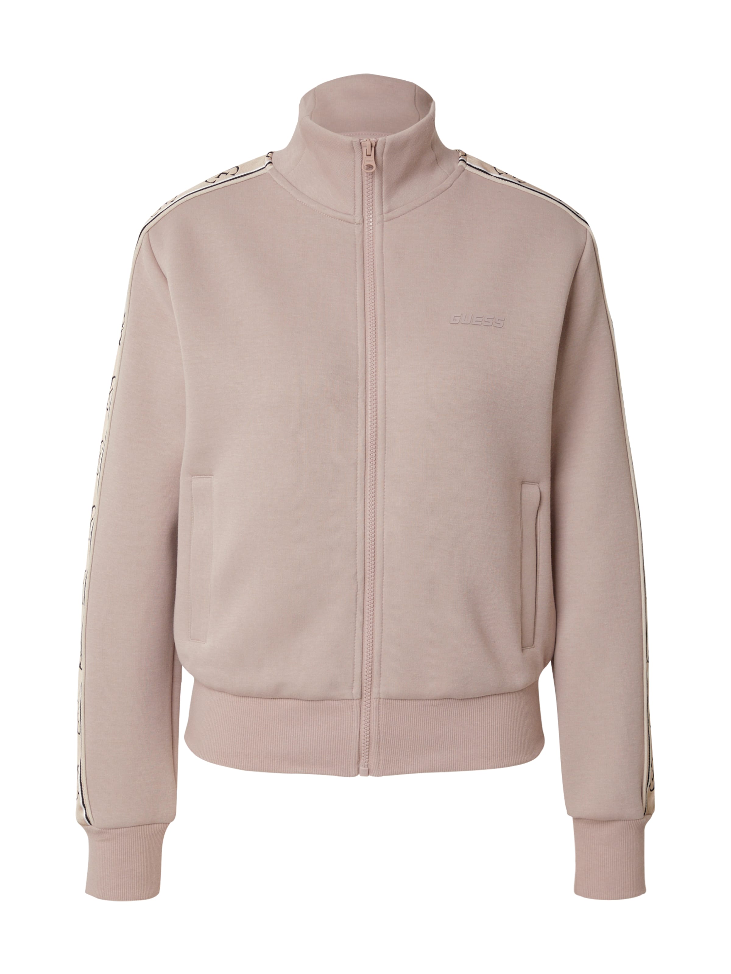 GUESS Athletic Zip-Up Hoodie 'BRITNEY' in Beige / Taupe / Black / White, Item view
