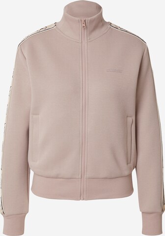 GUESS Athletic Zip-Up Hoodie 'BRITNEY' in Grey: front