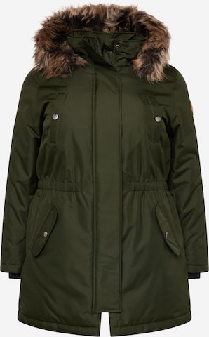 ONLY Carmakoma Winterparka 'Irena' in Groen: voorkant