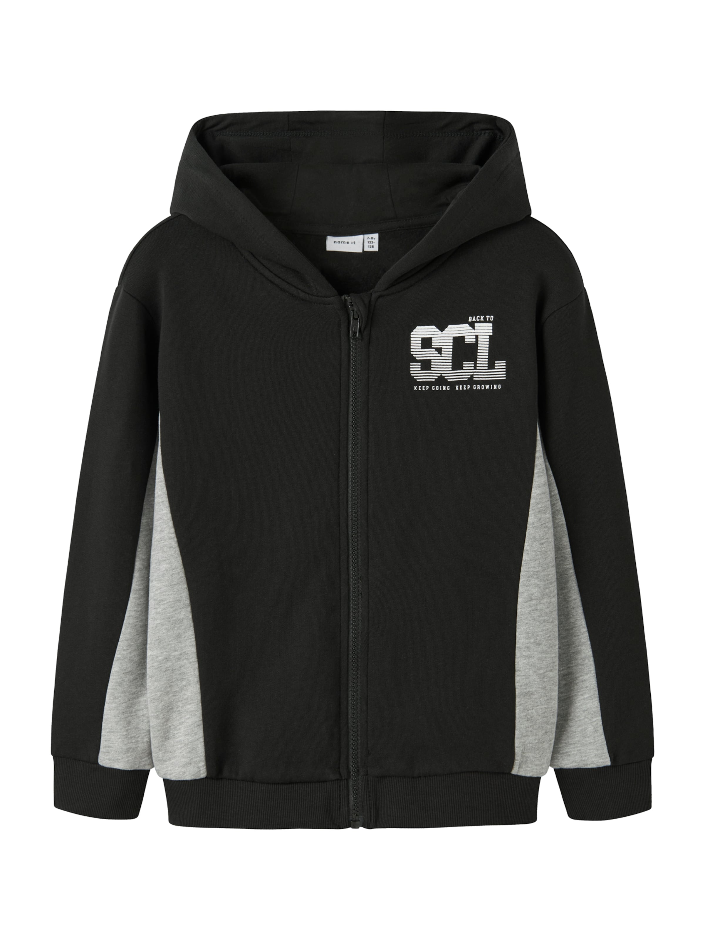 NAME IT - Sudadera con cremallera en negro: frente