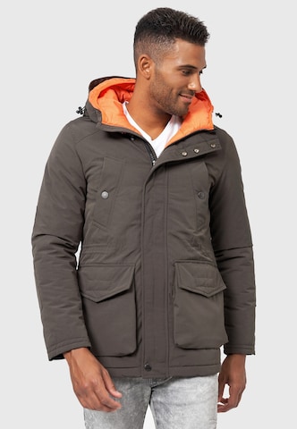 INDICODE JEANS Winter Parka 'Waters' in Grey: front