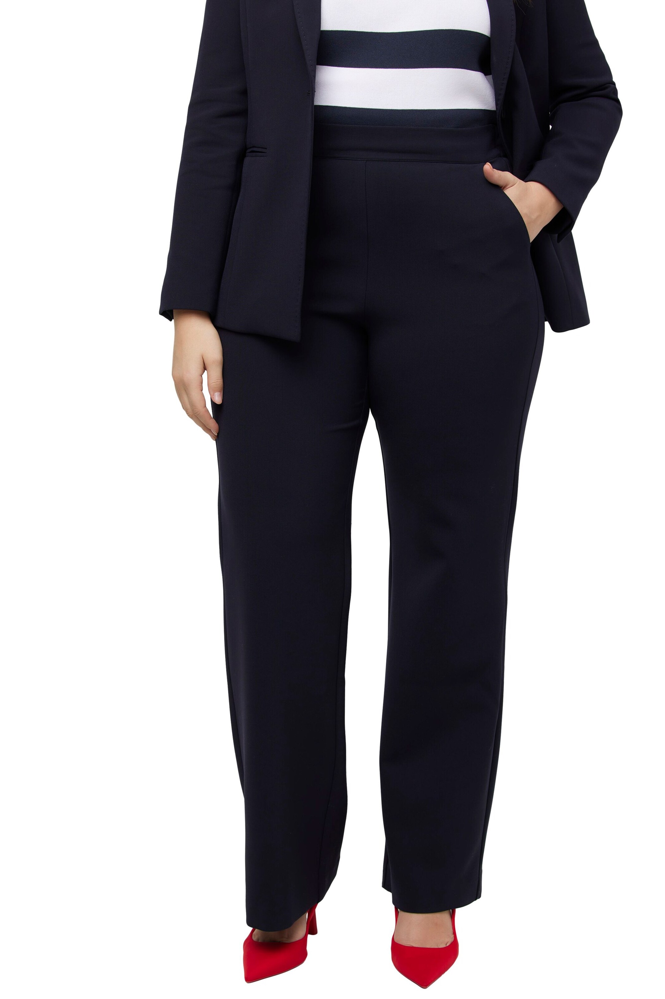 Ulla Popken Regular Hose in Schwarz: Vorderseite