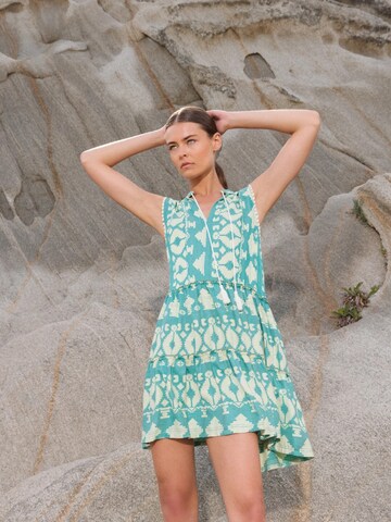Pink Label - Vestido de verão 'BEACHWEAR EMBROIDERY AQUA' em verde
