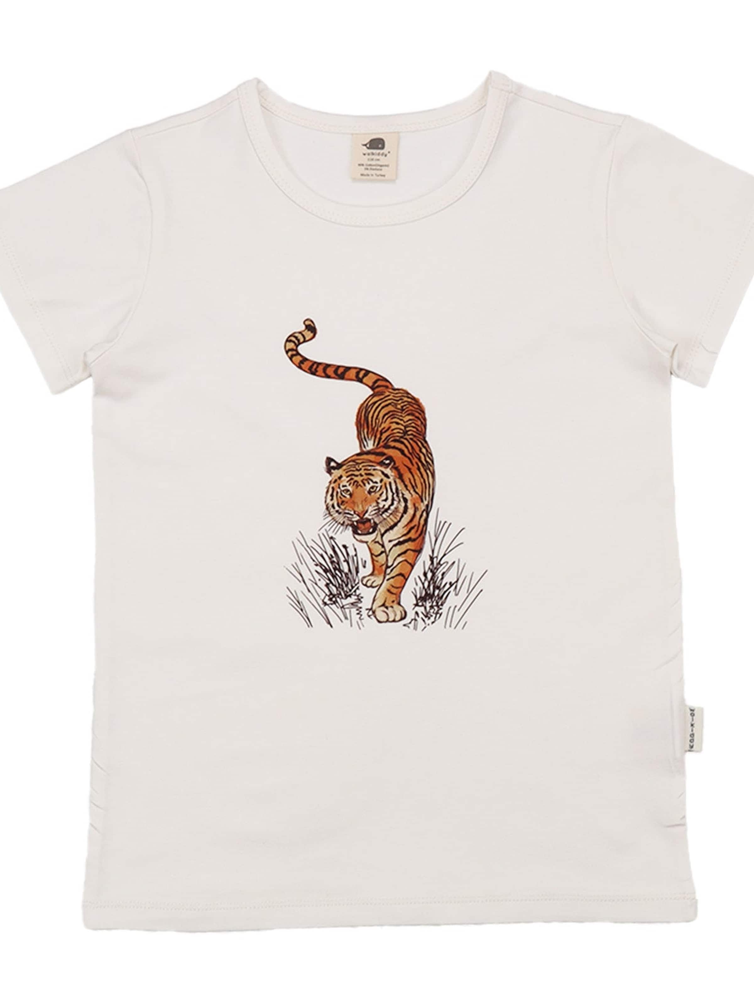 Walkiddy Shirt 'Walkiddy - Tigers and Leopards T-Shirt' in White: front