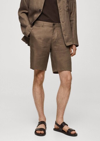 MANGO MAN Regular Pants 'Carp' in Brown: front