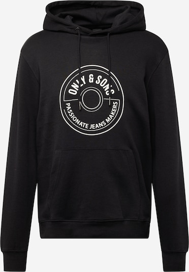Only & Sons Sweatshirt 'LAMER' in de kleur Zwart / Wit, Productweergave