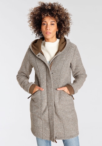 POLARINO Between-Seasons Coat in Brown: front