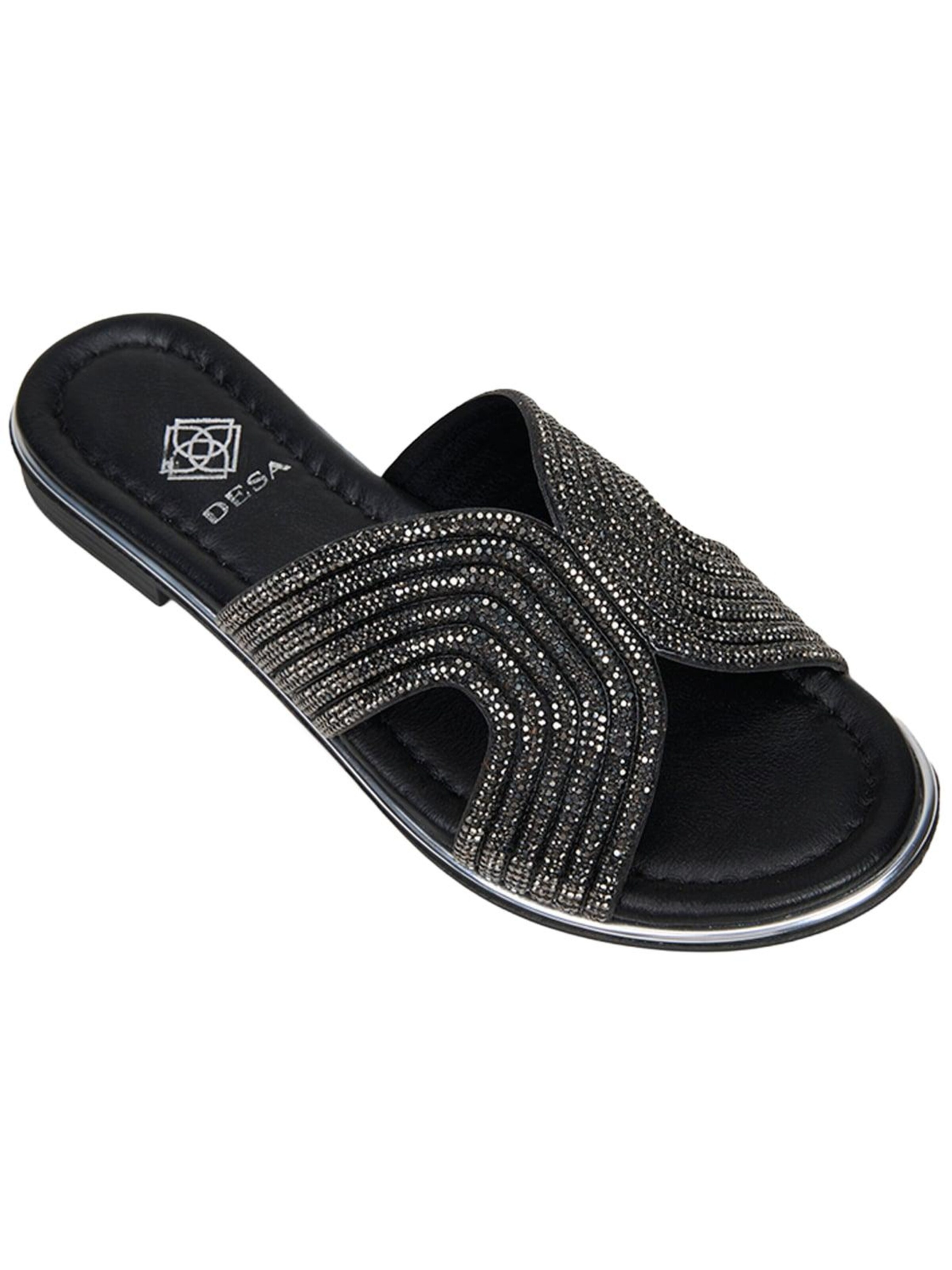 Desa Mule 'DESA Damen-Sandalen mit Steindetails' in Black: front