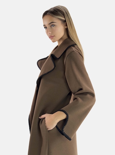 Elara Between-Seasons Coat in XS-XL in Chocolate, Item view
