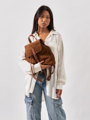 Sac à dos 'Leather Backpack in Suede Brown Venice Collection' THE DUST COMPANY en marron : devant