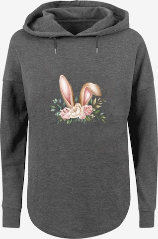 F4NT4STIC Sweatshirt 'Blumen Osterhasen Ohren Dekor' in Grey: front