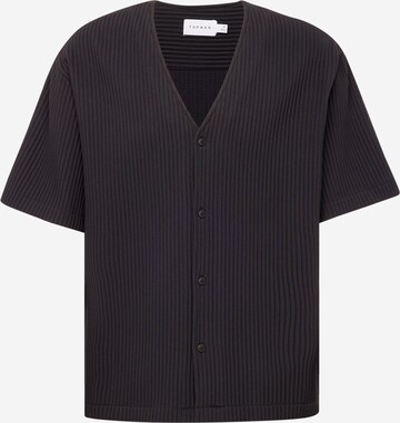 TOPMAN Regular fit Button Up Shirt in Black: front