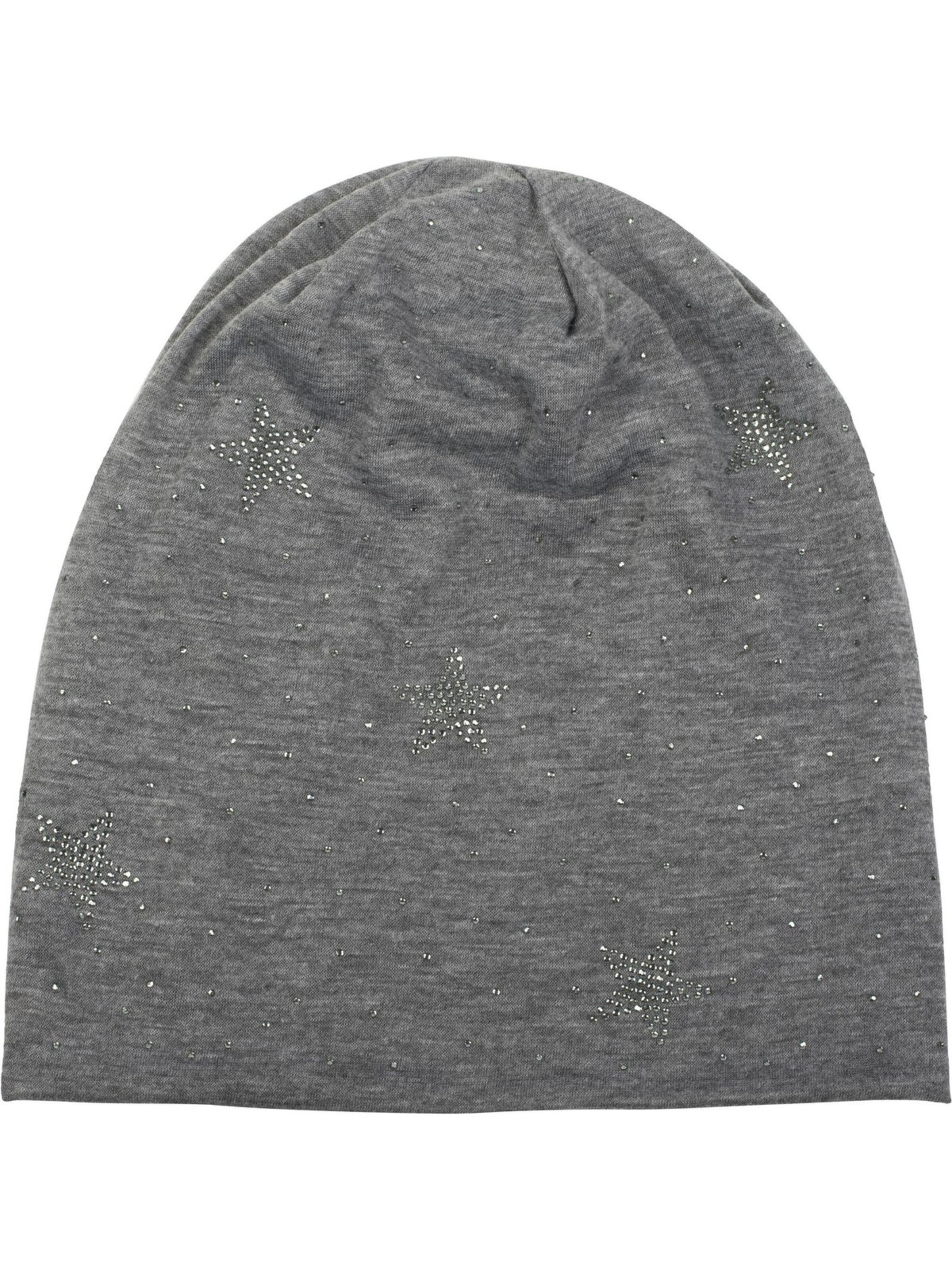 styleBREAKER Mütze 'Beanie mit Strass Sterne'‌‌‌‌ in Grau