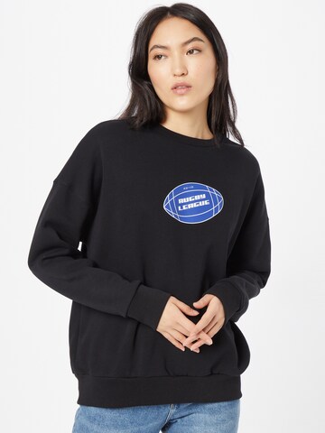 NU-IN Sweatshirt 'Rugby' in Zwart: voorkant