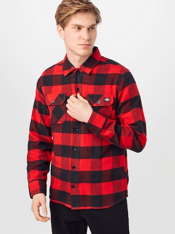 DICKIES Regular fit Button Up Shirt 'Sacramento' in Red: front