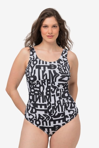 Ulla Popken T-shirt Swimsuit in Black: front