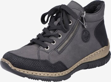 Rieker Lace-Up Ankle Boots in Grey: front