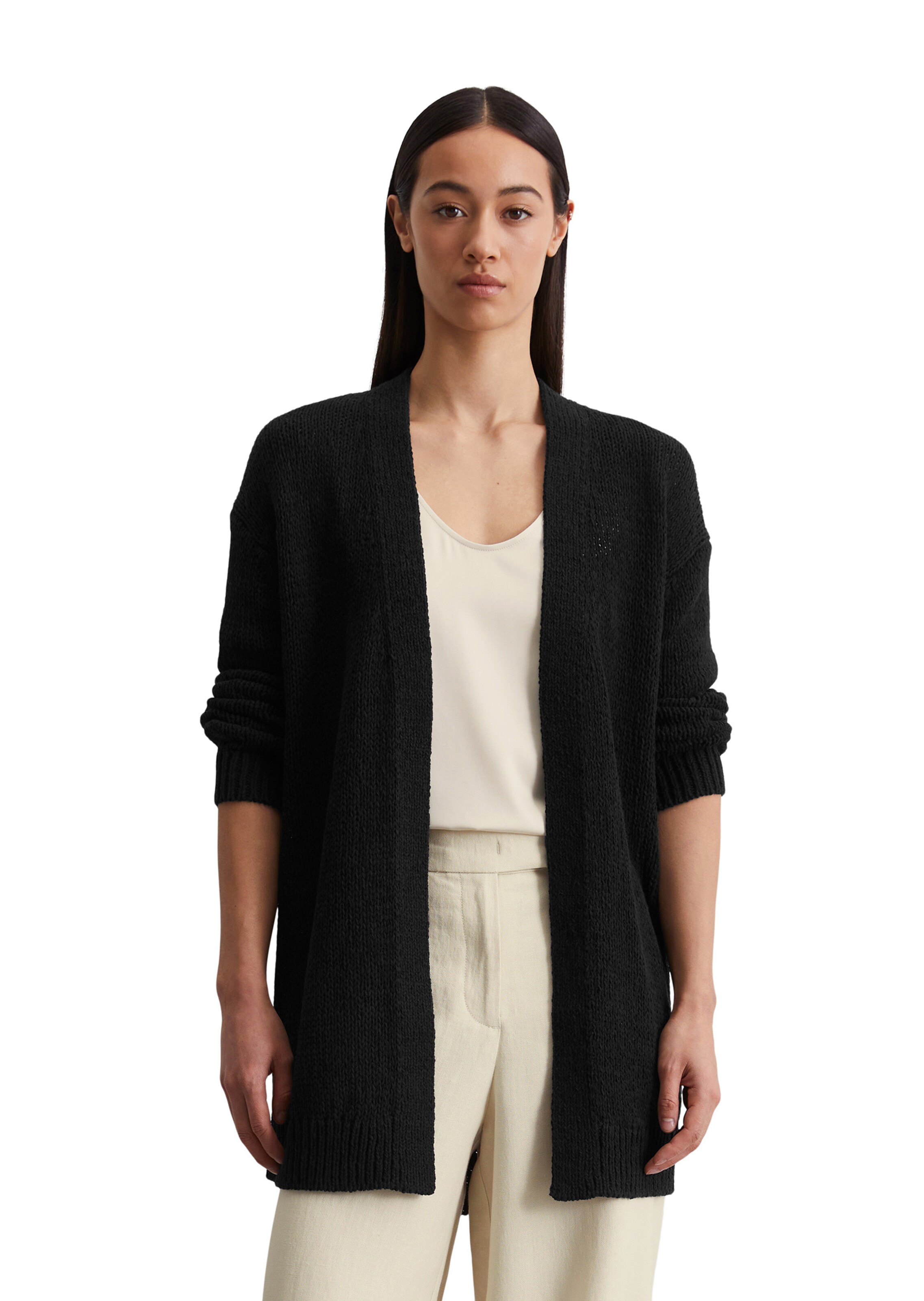 Marc O'Polo Strickjacke in Schwarz: Vorderseite