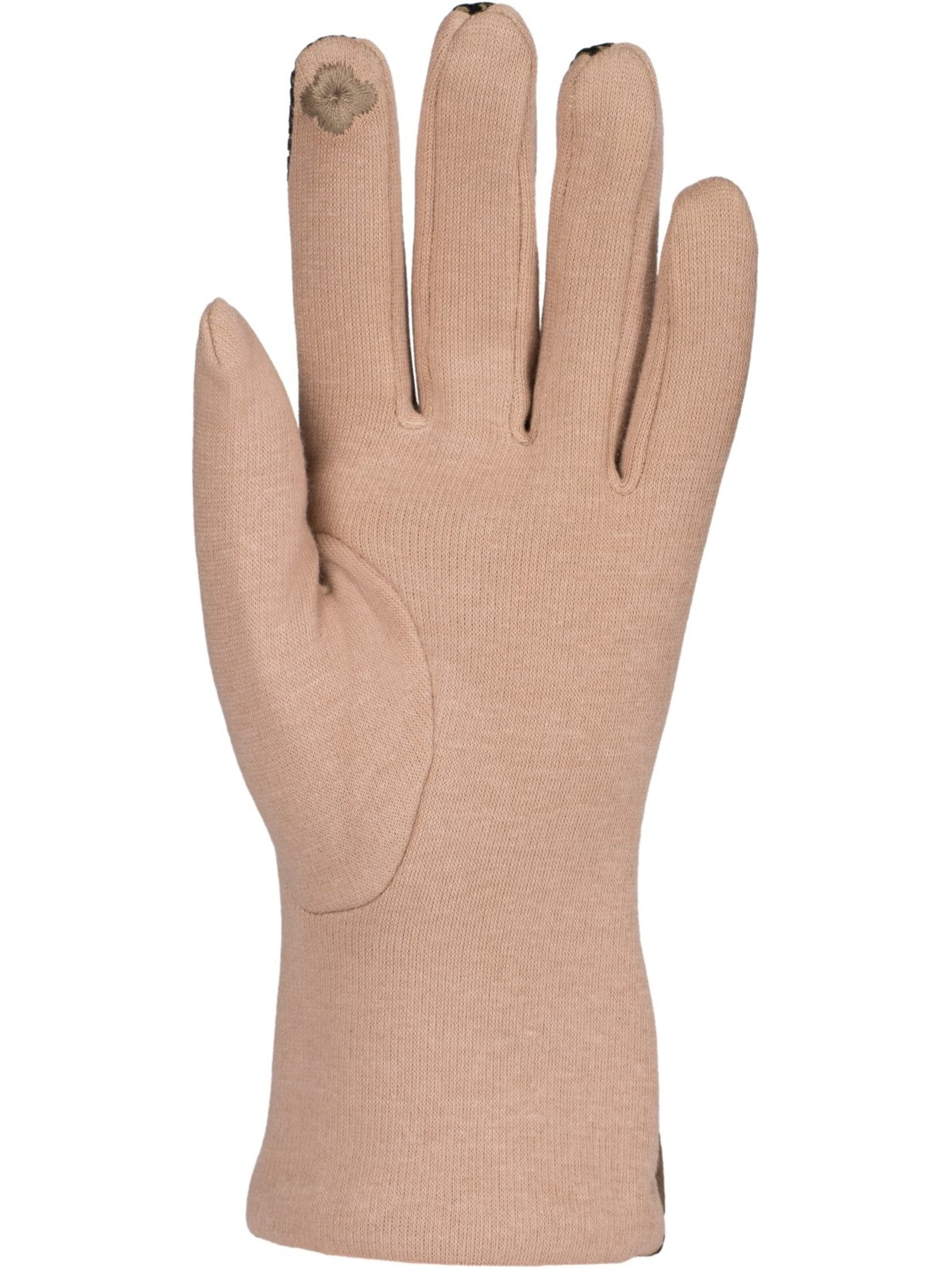 styleBREAKER Full finger gloves 'Touchscreen Handschuhe mit weichem Riffel Muster' in Brown