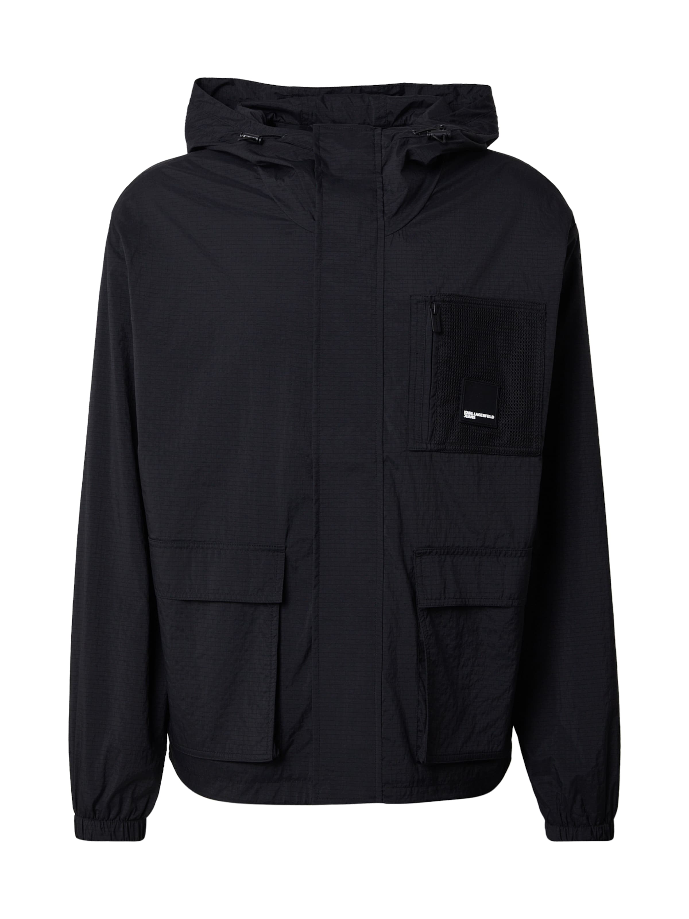 KARL LAGERFELD JEANS Преходно яке 'Utility' в черно: отпред