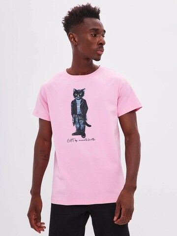 Cat e Lolette Shirt 'Rocker Cat' in Pink: front