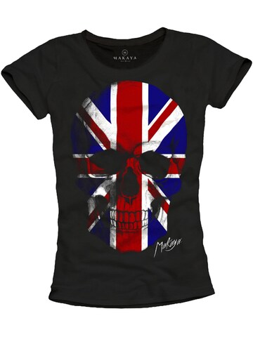 MAKAYA Shirt 'UK Skull'‌‌‌‌ in Schwarz: Vorderseite