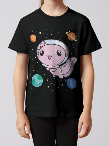 T-Shirt ' Axolotl in space ' watabout.kids en noir : devant