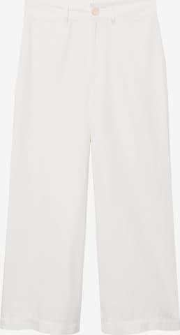 MANGO Široke hlačnice Hlače | bela barva: sprednja stran