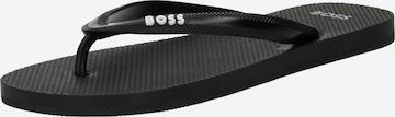 BOSS Black T-Bar Sandals in Black: front