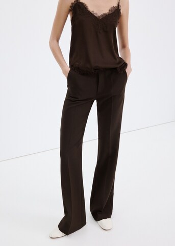 MANGO Flared Pleated Pants 'Ester' in Brown